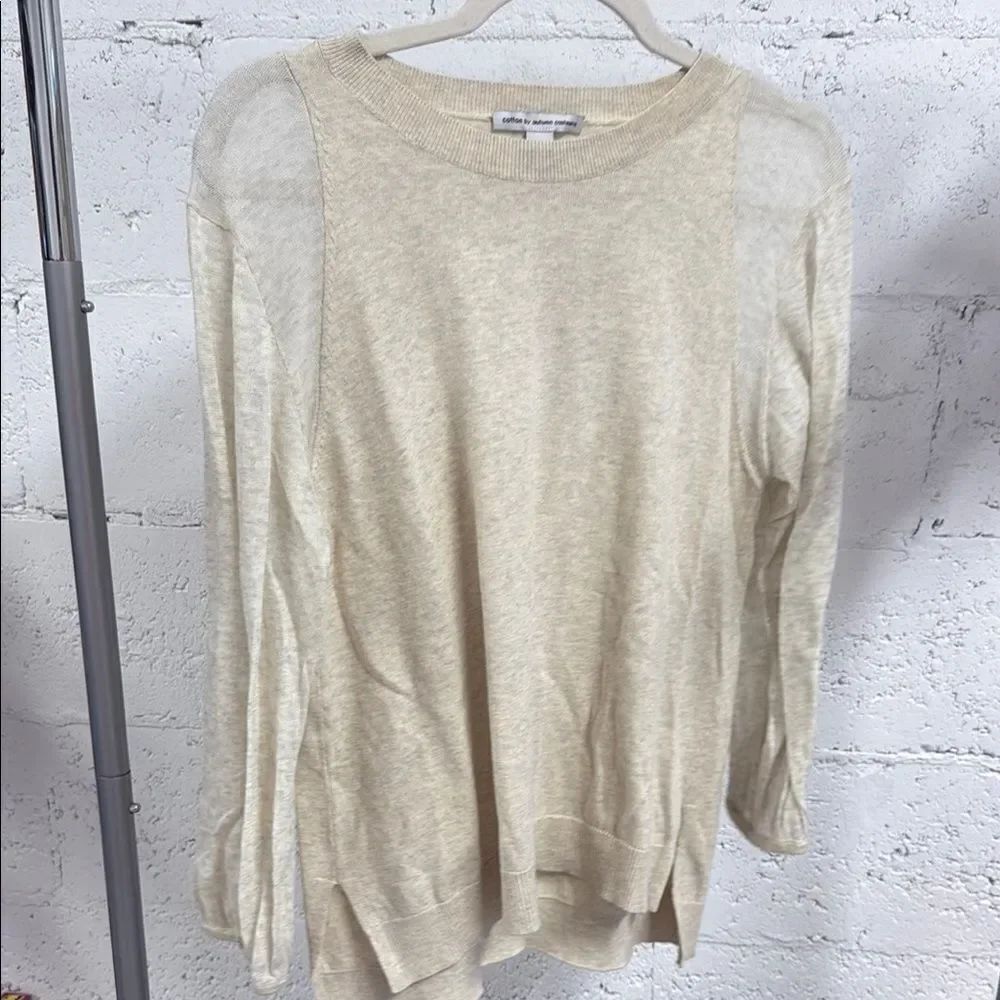 Cotton by Autumn Cashmere Beige LIKE NEW Lightweight Long Sleeve Top - Medium
